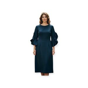 NWT $435 MILLY Green Katia Butterfly Sleeve Keyhole Knee Length Dress Sz 10